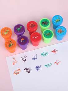 12/24pcs-Animal Footprint/Sea Animals Pattern Stamps - Mini Self Printed Seal, Easy-Grip, Assorted Colors, Perfect For Arts And Diy Crafts & Birthday,Back To School Party Baby Shower Party Favors,Back To School, School Thingsfor Girls/Boys, Backpack,School Supplies - Multicolor - View 4