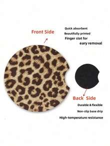 4pcs Car Cup Coaster,Leopard Pattern,Universal Non-Slip Cup Holders Embedded In Ornaments Coaster, Car Interior Accessories(Including Several Colors) - Multicolor - View 3