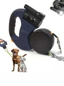 1 件便携式多功能伸缩狗自动牵引绳，中小型犬散步工具，不含电池，包含一卷便便袋，要开灯，您需要自行准备三节 AA 电池，宠物用品，宠物必备，宠物外出，宠物户外旅行，万圣节和圣诞节礼物