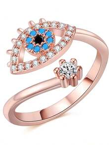 1pc Fashion Simple Demon Eye Design Ring For Women, Suitable For Daily Wear Finger/Index Finger Ring - Silver - View 14