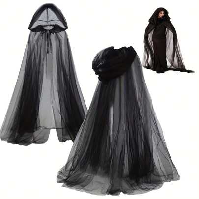 Mysterious Double-Layer Bride Cloak [Witch | Vampire], Suitable For Witch And Vampire, Great For Cosplay, Halloween And Theme Parties, Designed In White And Black