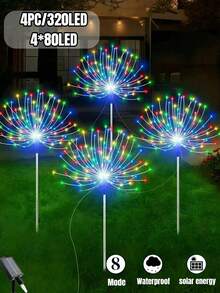 8 种模式太阳能烟花灯,IP65 防水和自动开/关,适用于花园、庭院、小路、亭子、婚礼、派对、装饰灯、圣诞节、万圣节、情人节装饰氛围灯,60-360 LED(暖白/白/彩色) - 黑色 - 查看 29
