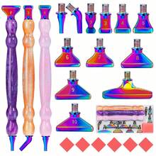 12 件金色/银色/彩色玫瑰金钻石钻头 + 1/3 件闪亮葫芦笔形塑料笔 + 6 件红胶 + 1 件塑料盒钻石画工具套件，螺纹 - 12pcs金色鑽頭 - 查看 10