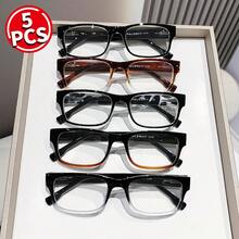 5PCS Fashion Two-Tone Reading Glasses, Classic Rectangular Frame Readers, Comfortable Lightweight Eyeglasses For Daily Reading With Strength +1.0~+4.0 - Nhiều màu - Xem 17