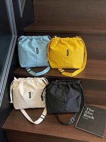 Fashionable Casual Versatile Drawstring Oxford Cloth Bucket Bag, Small Niche Literary Style Crossbody Bag, Phone Bag, Shoulder Bag For Women - Multicolor - View 5