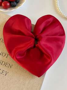 4条装纯色优雅复古宫廷风涤纶缎面心形发圈，高弹力发绳，时尚浪漫设计，适合女孩，是情人节、旅行、摄影配件、马尾辫发圈、洗脸发饰、头饰、化妆家居健身女性配饰头饰的理想之选。
