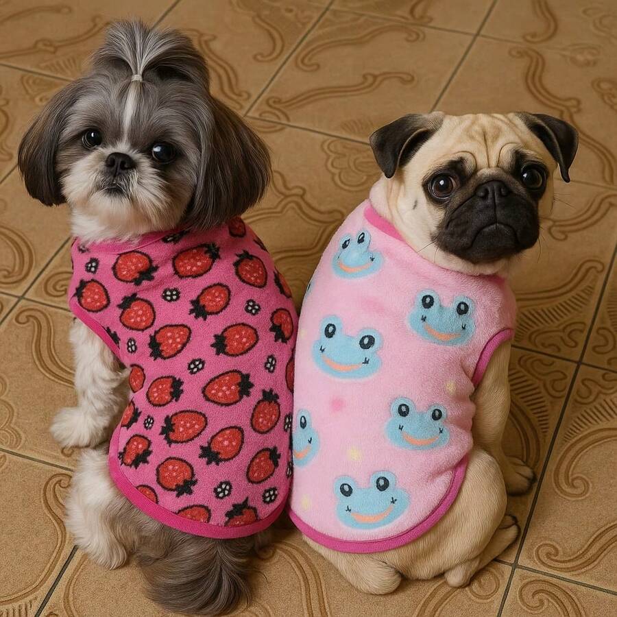 Pet Clothing Kit 2 Warm And Fluffy Winter Sweaters For Female Dogs And Cats - Màu Hồng baby - Xem 1