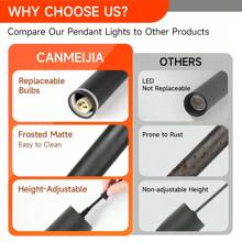 CANMEIJIA 85-265V GU10 吊灯,黑色复古圆柱线吊灯,适用于家居装饰、吸顶灯、客厅、卧室、厨房、商店、橱窗、餐厅、酒吧、沙龙、展览馆、阅览室、咖啡厅、酒店、服装店、走廊、门厅 - GU10圓筒吊燈附圈款 - 查看 12