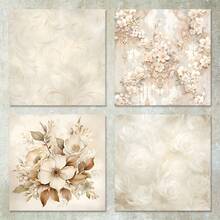 36 张 6 英寸白色花朵边框背景剪贴簿纸，适用于子弹日记、剪贴簿、卡片制作和工艺项目，可用作学校用品、返校 - 杏色 - 查看 2