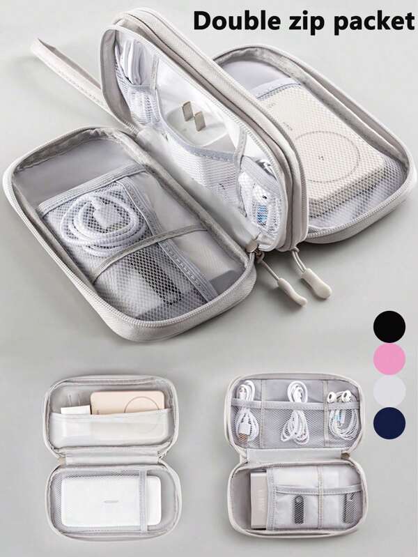 1 pieza Viaja con estilo con nuestra bolsa de almacenamiento electrónico impermeable - ¡Almacenamiento perfecto para unidades USB, discos duros, auriculares y talla grande! Bolsa de almacenamiento de accesorios digitales, bolsa de viaje para cables electrónicos universal, organizador de viaje, accesorios de maleta pequeña, artículos esenciales para cruceros, bolsa de viaje, organizador de viaje portátil, organizador de vacaciones portátil.