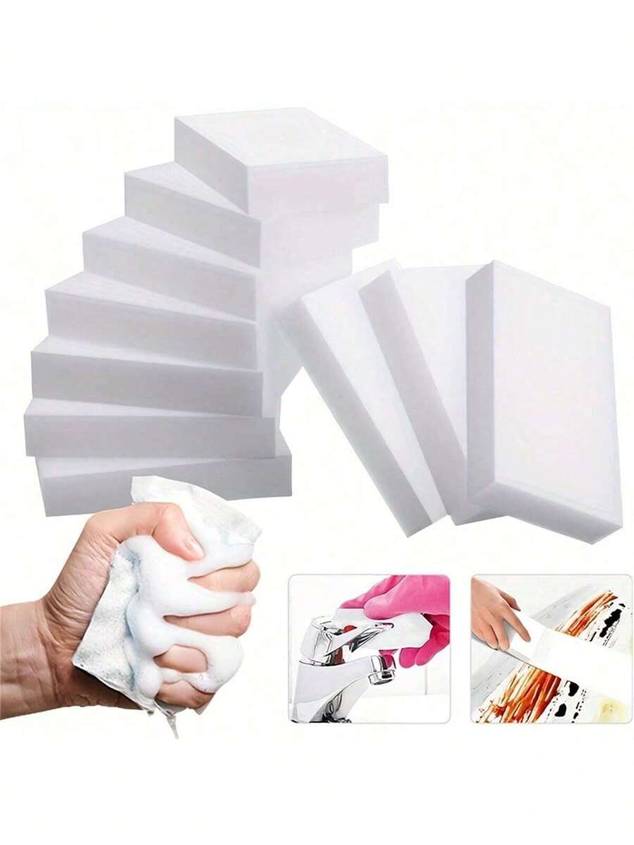 10/20/30 件套魔术刷和海绵套装 - 纳米洗碗、厨房擦拭、擦鞋、清洁和去污魔法，学生返校必备 - 白色 - 查看 1