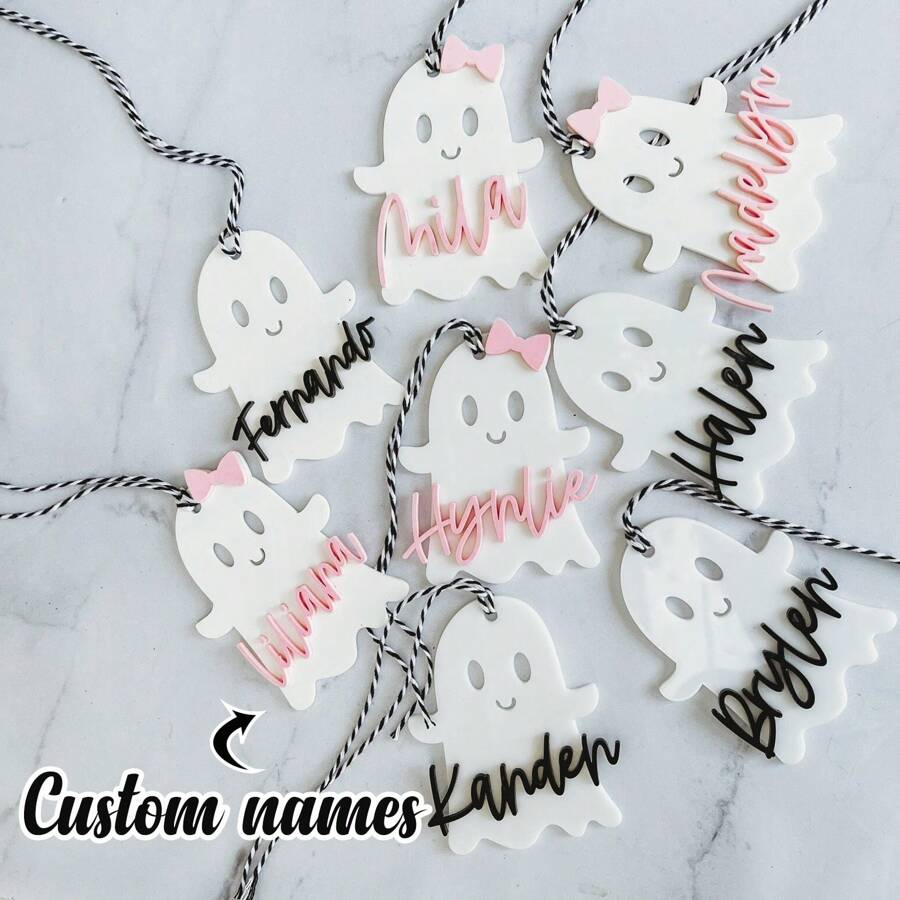 Etiquetas de acrílico personalizables para cestas de Halloween, etiqueta de cesta de Halloween con fantasma, etiqueta de Boo personalizada con nombre, regalo con tema de fantasma de Halloween para niños, etiqueta de acrílico para balde de Boo de Halloween, regalo personalizado de Halloween, etiqueta de regalo personalizada para niños, etiquetas de acrílico personalizadas como adorno, regalo para niño/él/novio/esposo, regalo para niña/ella/novia/esposa. Decoración de habitación, multifuncional, ornamental, personalizado, salón de té, hogar, jardín, oficina, para aniversarios, para el Día de San Valentín, para el estreno de una casa