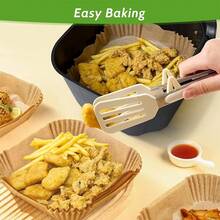 50/100 unidades, Papel para freidora de aire desechable, Papel de horno multipropósito en forma cuadrada para freidora de aire, Tazones de papel, Bandejas para hornear, Accesorios para horno, Herramientas de cocción, Utensilios de cocina, Accesorios de cocina, Día de la Madre, Regalo para mi madre - Marrón - Ver 9