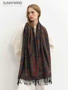 1pc Paisley Pattern High-Quality Scarf/Shawl - Black - View 6