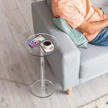 Transparent Acrylic Small Tea Table, Modern Minimalist Living Room Sofa Coffee Table, Bedroom Balcony Round Beverage Coffee Table