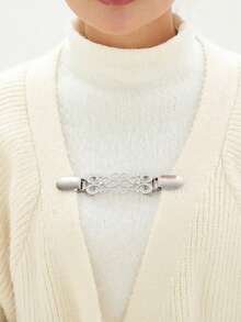 女士复古毛衣开衫胸针，腰带夹，衬衫胸针夹，银色、金色和黑色花卉图案毛衣披肩夹 - 腰带披肩开衫夹，用于收紧连衣裙裤子腰部胸针，适合服装和礼品 - 彩色 - 查看 2