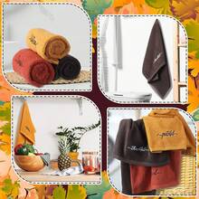 Peryiter - 3 toallas de mano para decoración de baño, de algodón de 14 x 29 pulgadas, rústico, bordadas para decoración de cocina bohemia, regalo cristiano inspirador (serie café, bendito agradecido) - Naranja Otoño - Ver 5