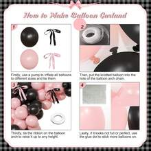 Bộ 116 bóng bay màu hồng ngọc trai, đồ trang trí sinh nhật (đen và hồng), phù hợp cho bé trai, bé gái, trẻ em, em bé, tiệc chào đón em bé, tiết lộ giới tính, đám cưới, sinh nhật, phòng, đồ dùng tiệc tùng - Đen + Hồng - Xem 8