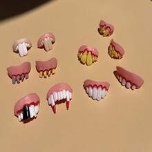 1pc Halloween Fake Teeth Toy, Rabbit Teeth Bunny Teeth, Funny Gag Plastic Soft Tooth Denture - Multicolor - View 2