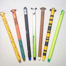 5 pezzi Penna a due colori cancellabile, penna a due colori a tema cartone animato con tigre, scimmia, ape, elefante, orecchie carine, cancellabile, per forniture scolastiche, per il ritorno a scuola