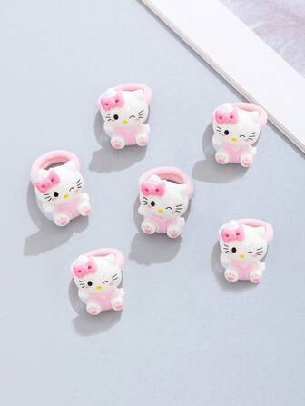 Sanrio 6 pezzi/set - Scrunchies per capelli mini a tema Hello Kitty di Sanrio - Scrunchies per capelli carini a tema Kitty, adatti per decorazione e uso per bambini
