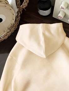 男童标语印花长袖休闲保暖卫衣 - 杏色 - 查看 6