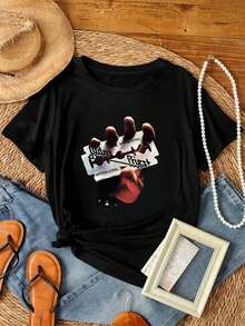 180g Pure Cotton Judas Priest British Steel T-Shirt Comfortable Top For Everyday Wear Stretched For Women Graphic Soft Summer Designer Clothes Homme Breathable Print Round Neck Short Sleeve Stylish Versatile Slightly Streetwear Unisex Casual Fashion