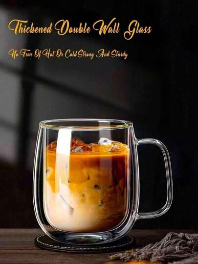 1/2pcs Double-Wall Insulated Glass Cups - 8.45-11.83oz Transparent Thermal Mugs For Travel/Camping/Summer, Iced Coffee/Beer & All Drinks