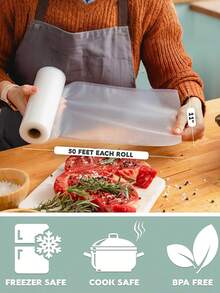 1 Roll Of 15 Meters Length Vacuum Packaging Bags, Reusable, Ideal For Sous Vide, Meal Prep, Low -Temperature Cooking & Beef Storage, Keeps Food Fresh, Household Kitchenware - White - View 10