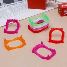 1/5/10/20pcs Adults's Colorful Plastic Zombie, Devil Halloween False Teeth Props, Scary Trick Toy