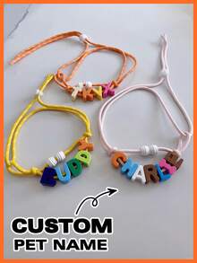 Personalized Acrylic Pet Name Necklace - Candy Colors Suitable For Small, Medium, Large Dogs And Cats, Customized Acrylic Dog Name Necklace With Engraved Woven Pet Collar, Durable PMMA Material - Multicolor - View 6