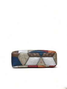 Contrast Color Geometric Decor Metal Accent Crossbody Bag, Suitable For Women's Daily Use - Multicolor - View 9