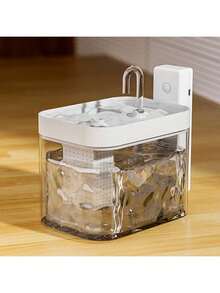 1 fântână de apă pentru animale de companie cu senzor reîncărcabilă de 1500 ml, include senzor de mișcare pentru distribuirea apei, filtrare automată, funcționare silențioasă, potrivită pentru pisici și câini mici/medii, adaptor neinclus