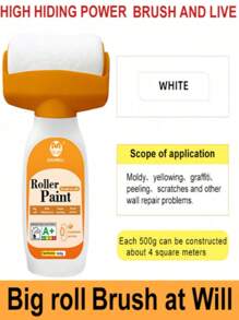 500ml 墙面修补漆，无味水性乳胶漆，滚筒漆，用于墙面覆盖和涂鸦