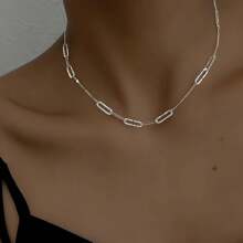 1 pezzo Collana in argento sterling 925 con fermaglio a onda, lama a spruzzo, gioiello ipoallergenico con bagliore scintillante