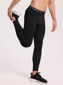 Pantalones deportivos para hombres, calcetines de entrenamiento de baloncesto, gimnasio de secado rápido - negro - Ver 6