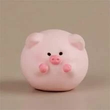 Bộ 5 tượng lợn nhựa ngộ nghĩnh | Đồ trang trí hình lợn cao và thấp hoạt hình dễ thương | Làm vườn tự làm & Trưng bày trên bàn | Tiểu cảnh, Tượng nhỏ, Trang trí phòng - Hồng - Xem 8