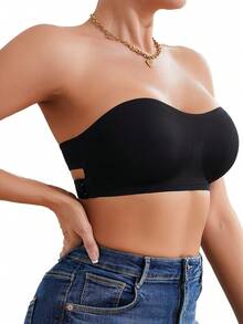 [Comfortable Bra] Casual Comfortable Women's Bra | 1 New Style Underwear, Cross Straps On The Back, Removable Bra Pads, Can Be Worn Inside Or Outside - 黑色 - 查看 4