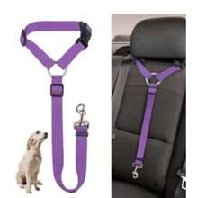 unicolore Couleur Deux-En-Un Ceinture de  Voiture pour Animaux de Compagnie Laisse en Nylon Ceinture de  Arrière Réglable Harnais Collier Accessoires pour Animaux de Compagnie