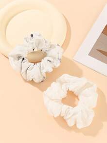 2pcs/Set Original Ditsy Floral Casual Polyester-Spandex Outfit, Ponytail Holders, Hair Elastics, Hair Rope, Hair Bobbles - Violet Purple - View 6