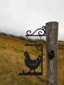 1 件，复古公鸡门牌，金属农舍装饰，挂墙装饰，适用于门廊、花园、露台