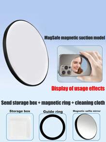 1pc New Magnetic Selfie Lens, High Definition Auxiliary Selfie Tool, Rear Reflective Mirror For Live Streaming