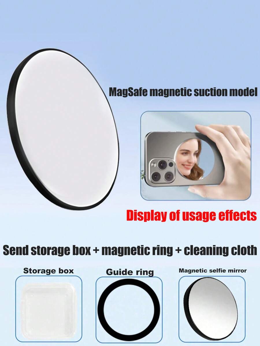 1pc New Magnetic Selfie Lens, High Definition Auxiliary Selfie Tool, Rear Reflective Mirror For Live Streaming