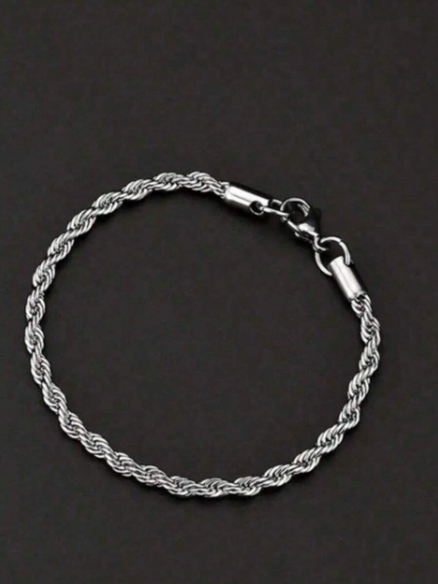 1 件银色休闲简约日常时尚配饰手链 - 銀色 - 查看 1
