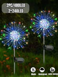 8 种模式太阳能烟花灯,IP65 防水和自动开/关,适用于花园、庭院、小路、亭子、婚礼、派对、装饰灯、圣诞节、万圣节、情人节装饰氛围灯,60-360 LED(暖白/白/彩色) - 黑色 - 查看 40
