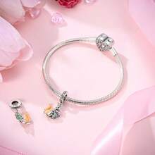 全新镀银卡通魔法人物吊坠，适合原创 DIY 手链，女士生日订婚时尚珠宝礼物 - 銀色 - 查看 2