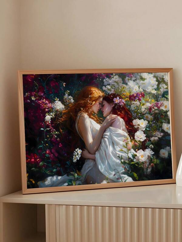 1 pièce Affiche d'art mural vintage victorien gothique maussade, impression d'art de petites amies. Peinture sur canevas d'affiche gothique rétro, décoration murale esthétique moderne pour la maison. Affiche d'art lesbien, impression sur canevas pour la décoration de la chambre, du salon, du bureau