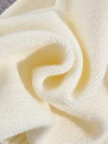 女式宽松短款连帽纯色针织开衫，秋冬 - 白色 - 查看 7