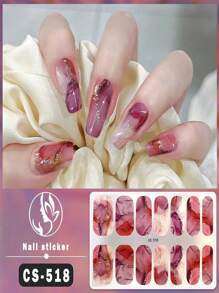 1pc No-Bake Marble Pattern Glitter Nail Stickers, Waterproof Peel-Off Nail Art Stickers, Full Nail Wrap, Women's Nail Art, Self-Adhesive Nail Stickers, Minimalist & Fashionable, Easy To Use, Suitable For Holiday Decoration, Party Decoration, Stage Decoration, Daily Decoration, Holiday Gifts, Birthday Gifts, A Perfect Gift For Loved Ones