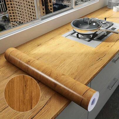 Shein Unisex Galben 1 Rolă De Autocolante De Perete Autoadezive Pentru Decorarea Casei, Autocolante Impermeabile Pentru Decorarea Peretelui De Baie, Tapet Care Se Decojeș